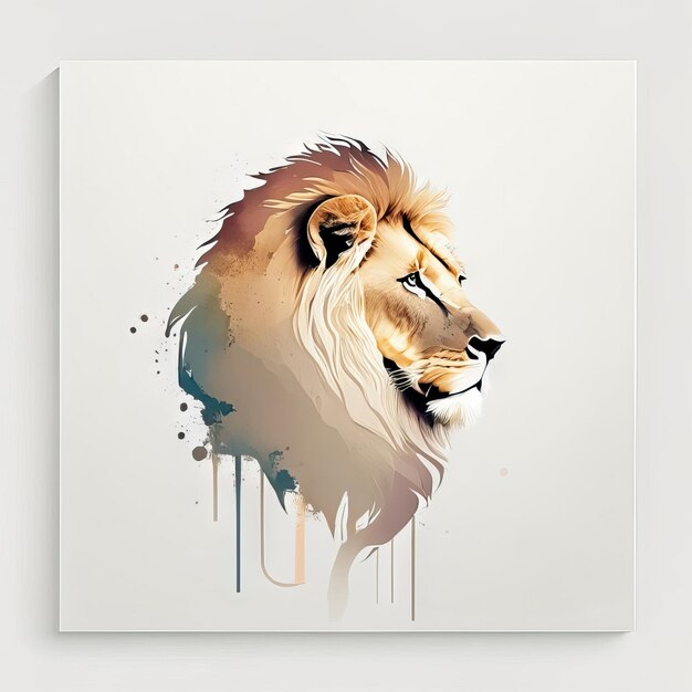 Leone in illustrazione minimalista con colori tenui