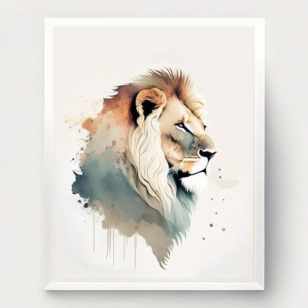 Leone in illustrazione minimalista con colori tenui