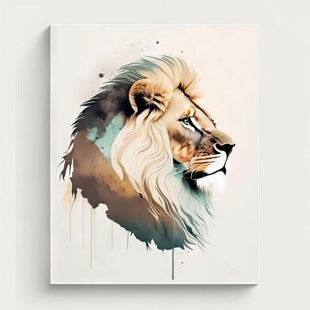 Leone in illustrazione minimalista con colori tenui