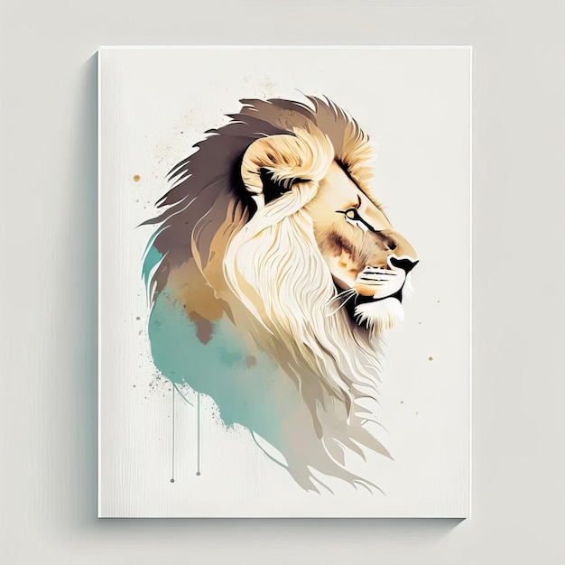 Leone in illustrazione minimalista con colori tenui