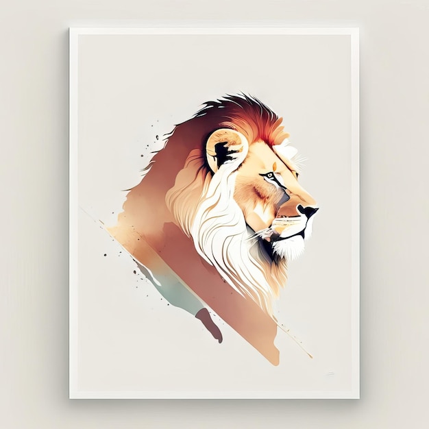 Leone in illustrazione minimalista con colori tenui