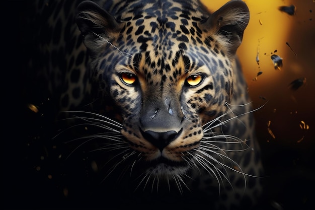 Leopard Cinematic Face Illustrazione di arte digitale AI generativa