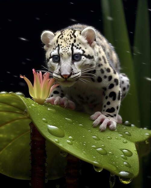 leopardo delle nevi nella foresta pluviale