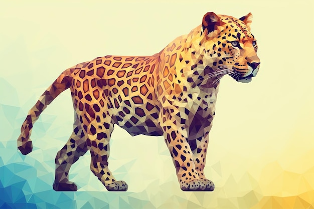 Leopardo Low poly stile animale illustrazione generativa ai