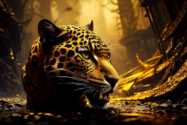Leopardo negli sfondi della giungla