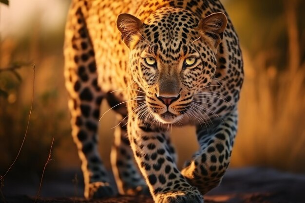 Leopardo nel suo habitat naturale Fotografia della fauna selvatica IA generativa