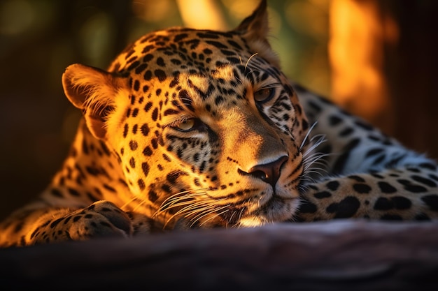 Leopardo nella foresta selvaggia