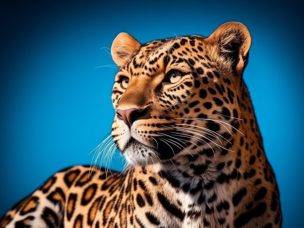 Leopardo su sfondo blu