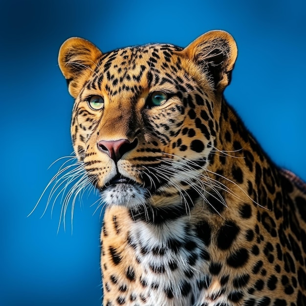 Leopardo su sfondo blu