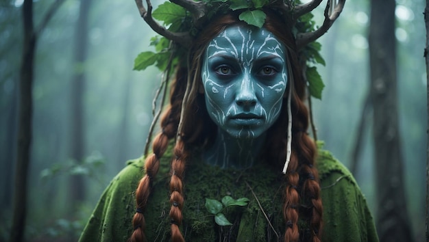 Leshy personaggio femminile spirito spaventoso della foresta stile popolare slavo antico