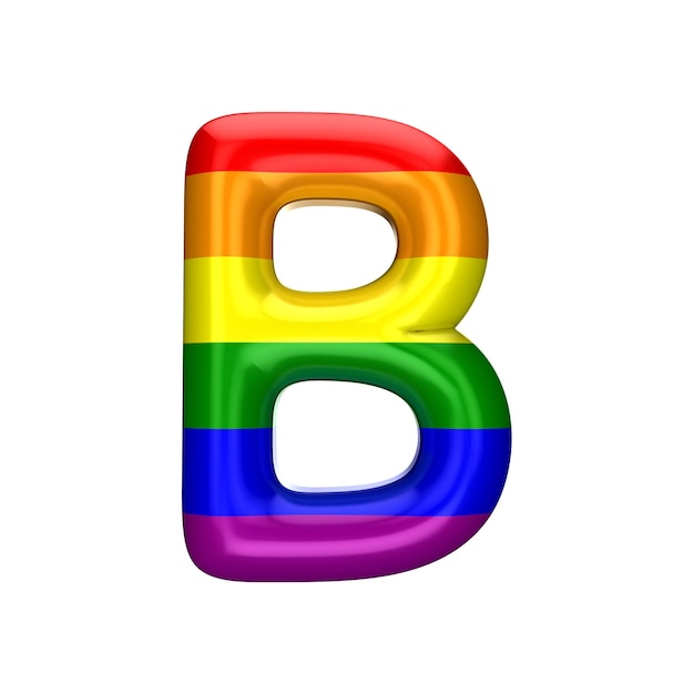 Lettera B gay pride bandiera arcobaleno alfabeto LGBT font 3D Rendering