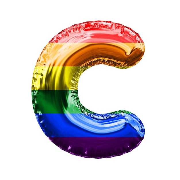 Lettera c gay pride bandiera lamina lucida palloncino font d rendering