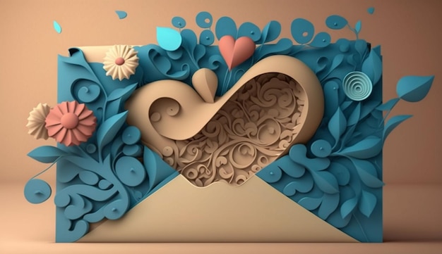 Lettera d'amore in una busta con cuori IA generativa