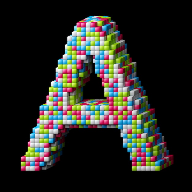 Lettera di alfabeto pixelated 3d A