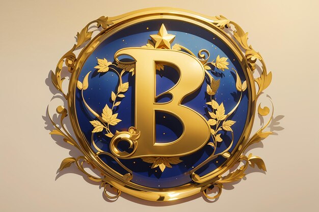 Lettera di lusso b logo stella d'oro reale