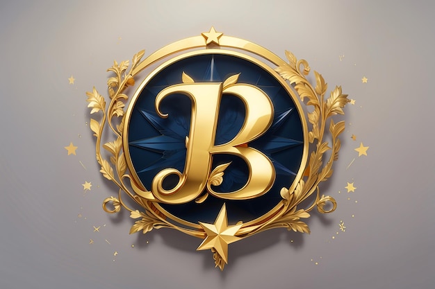 Lettera di lusso b logo stella d'oro reale