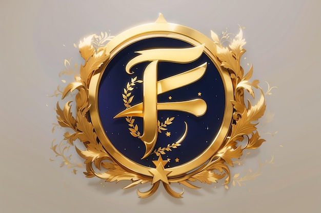 Lettera di lusso f logo stella d'oro reale