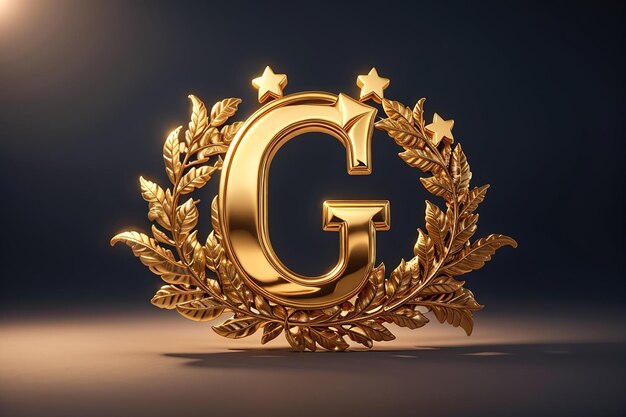 Lettera di lusso g logo stella d'oro reale