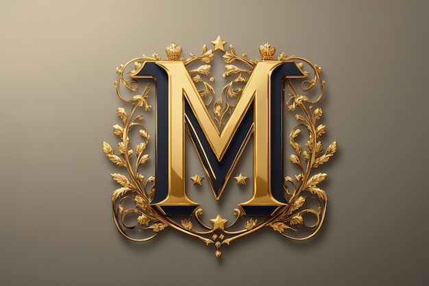 Lettera di lusso m logo stella d'oro reale