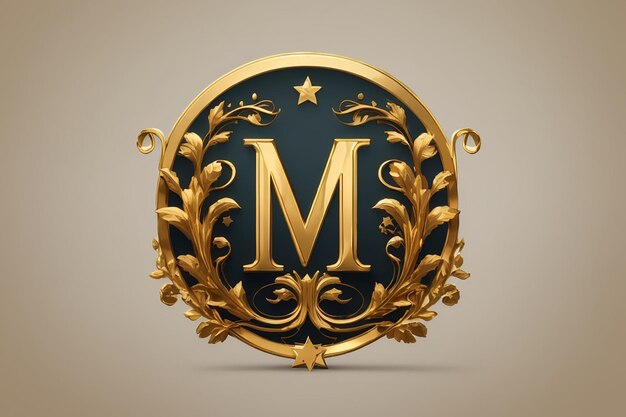 Lettera di lusso m logo stella d'oro reale