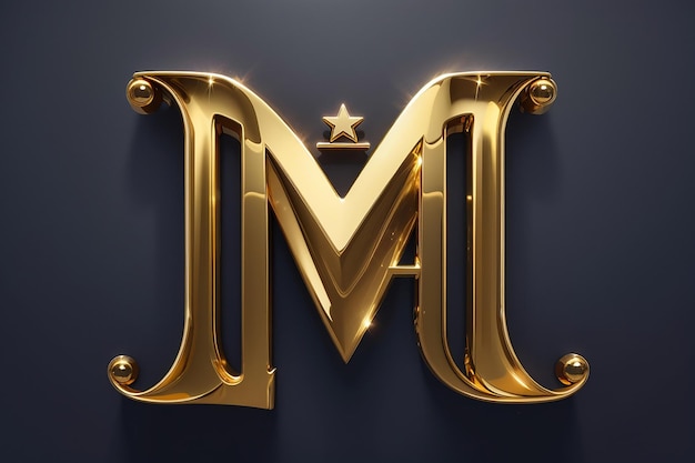 Lettera di lusso m logo stella d'oro reale