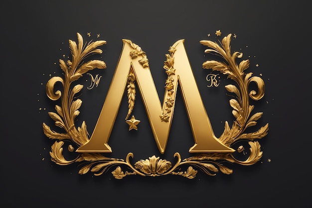 Lettera di lusso m logo stella d'oro reale