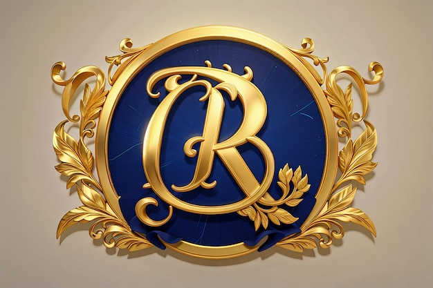 Lettera di lusso r logo stella d'oro reale