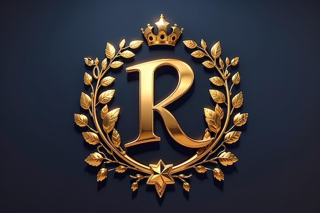 Lettera di lusso r logo stella d'oro reale