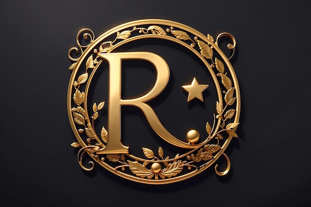 Lettera di lusso r logo stella d'oro reale