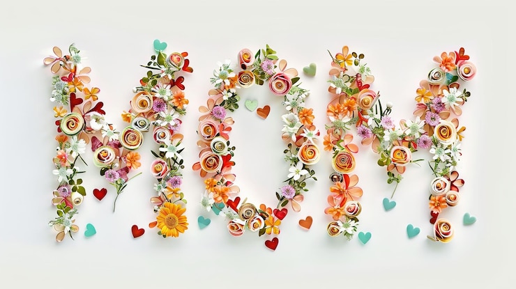 Foto lettera di mamma realizzata in piccoli fiori carta da parati uhd