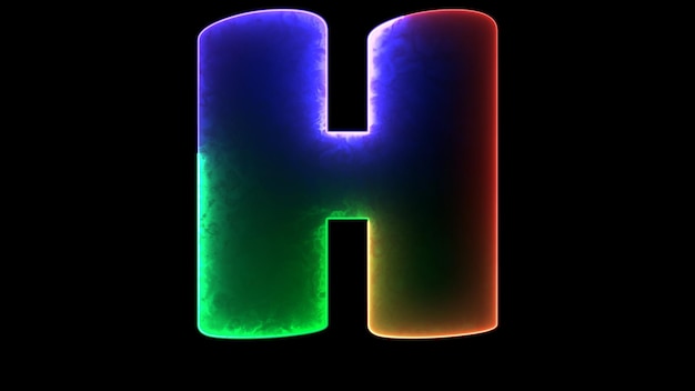 lettera H dell'alfabeto effetto neon sfondo nero