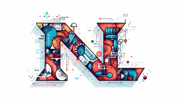 Lettera K Tipografia colorata Illustrazioni generative di IA