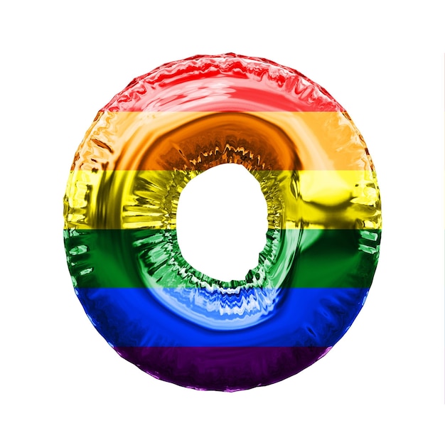 Lettera o gay pride bandiera lucido foglio palloncino font d rendering