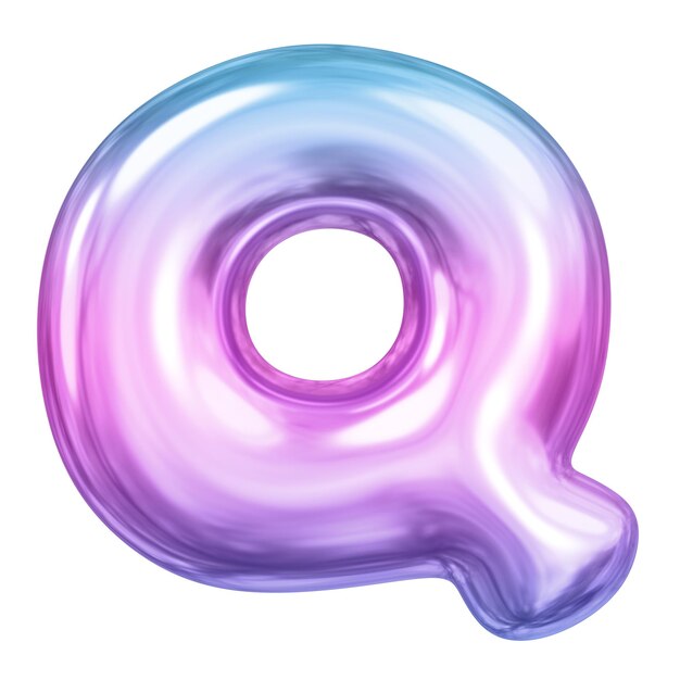 Lettera Q adesivo png rosa palloncino gradiente 3D sfero alfabetico inglese sfondo trasparente