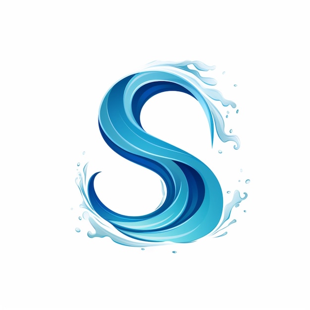 lettera s con il logo dell'acqua dell'onda sullo sfondo bianco