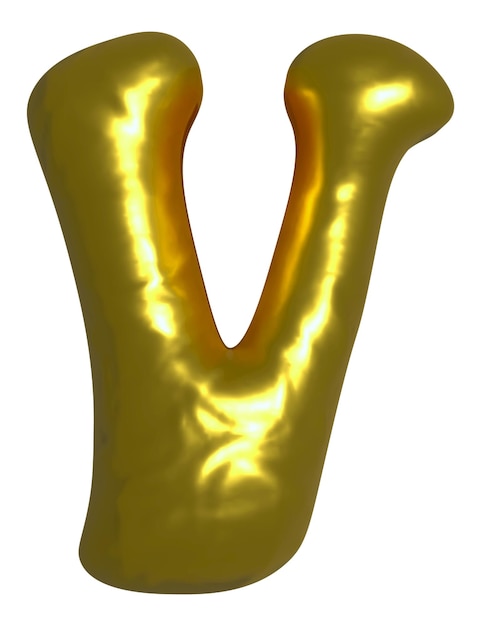 Lettera V maiuscola metallizzata a palloncino in oro lucido