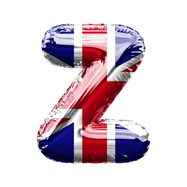 Lettera z union jack gran bretagna bandiera foil palloncino font d rendering