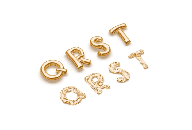 Lettere d'oro sgonfiate con carattere di palloncino carattere d'elio d'oro matto per decorazioni di saluto