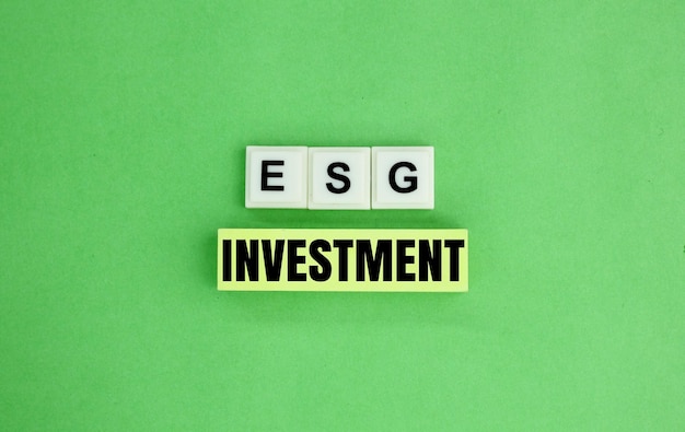 lettere dell'alfabeto con la parola investimento esg investimento di governance sociale ambientale ESG