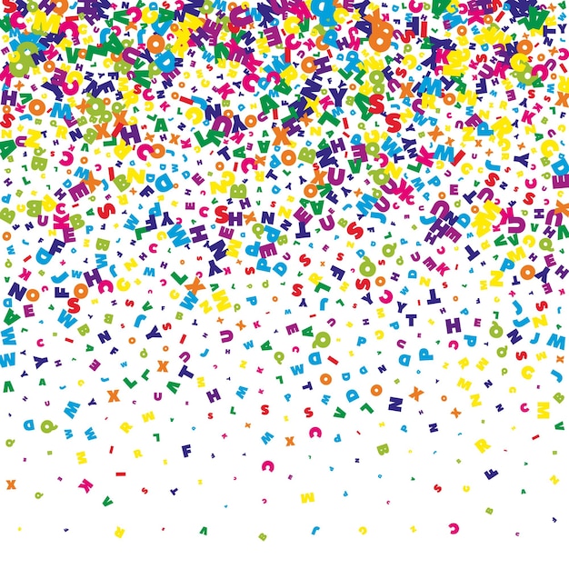 Lettere latine volanti colorate infantili sparse