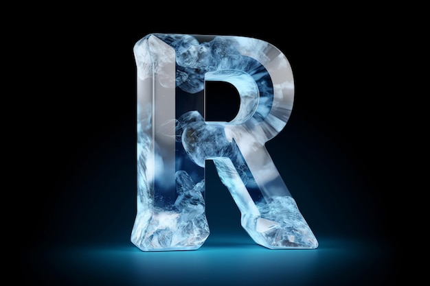 Lettere logo in ghiaccio trasparente e cristalli bianchi e blu