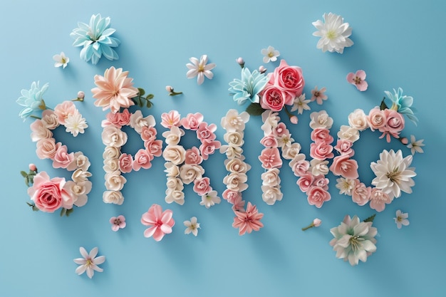 Lettere primaverili fatte di fiori in colori pastello AI generativa