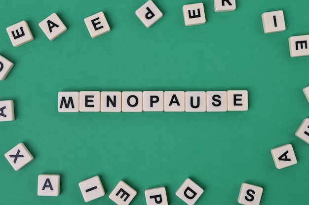 Lettere quadrate con testo MENOPAUSA Vista dall'alto