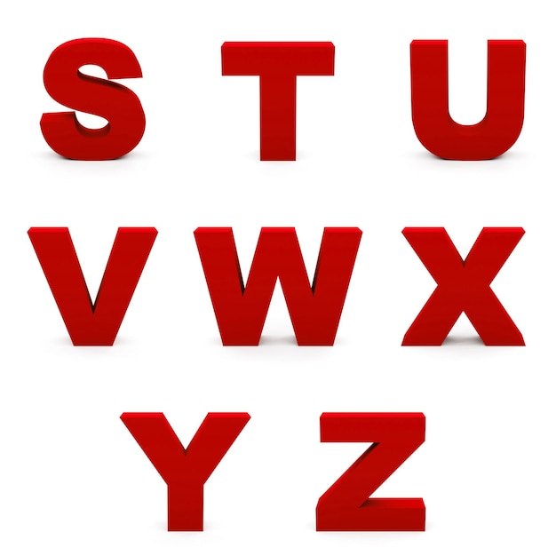 Lettere rosse isolate su sfondo bianco immagine 3D