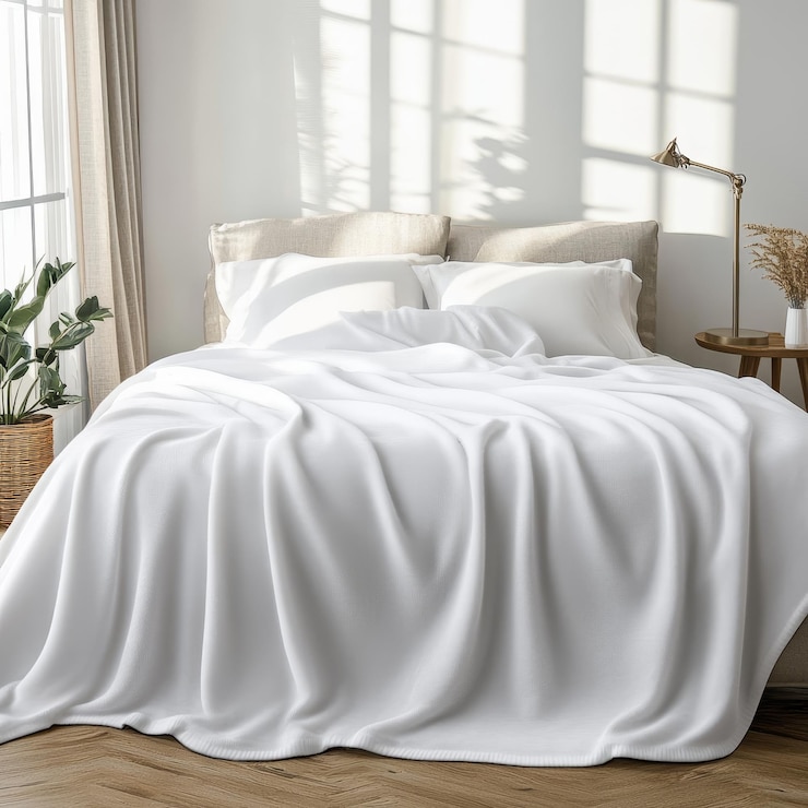 Foto lettiera bianca in una camera da letto moderna rendering 3d disegno digitale al computer