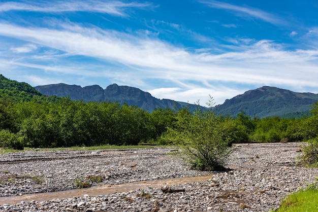 Letto di un fiume di montagna veloce