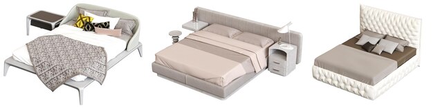 letto isolato su sfondo bianco arredamento interno 3D illustrazione rendering cg