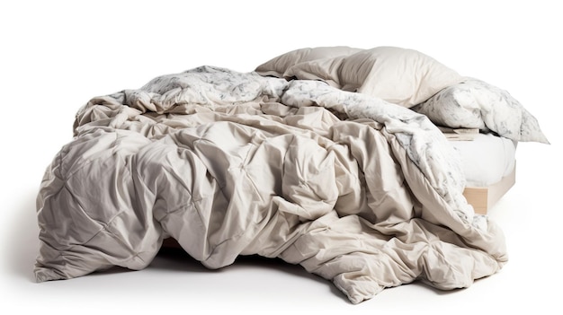 Letto sporco in camera da letto con materasso e lenzuola non pulite Disordine generato dall'intelligenza artificiale