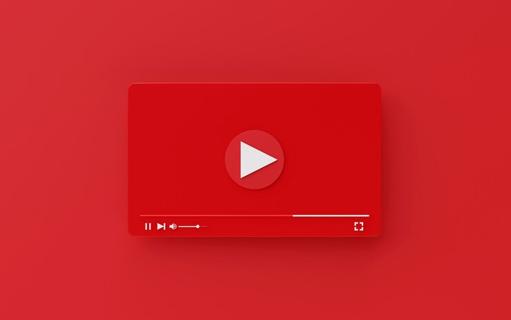 Lettore multimediale rosso minimo su colore rosso