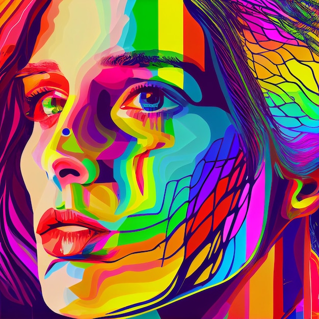 LGBTQ Abstract colorato di donne ritratto illustrazione